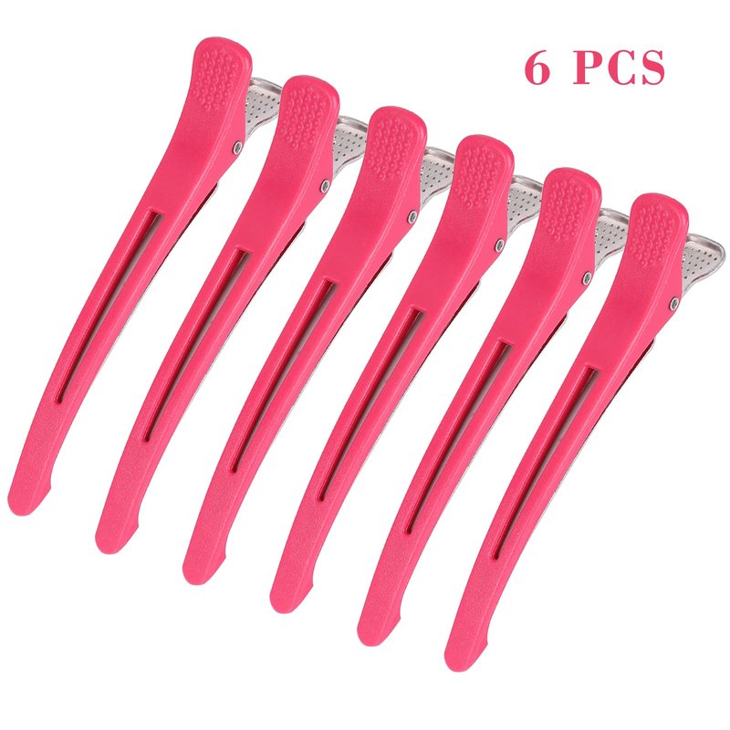 12 PCS Duck Billed Hair Clips for Styling and Cutting - No Crease Sectioning Clips for Salon and Home Use (BLACK & PINK)