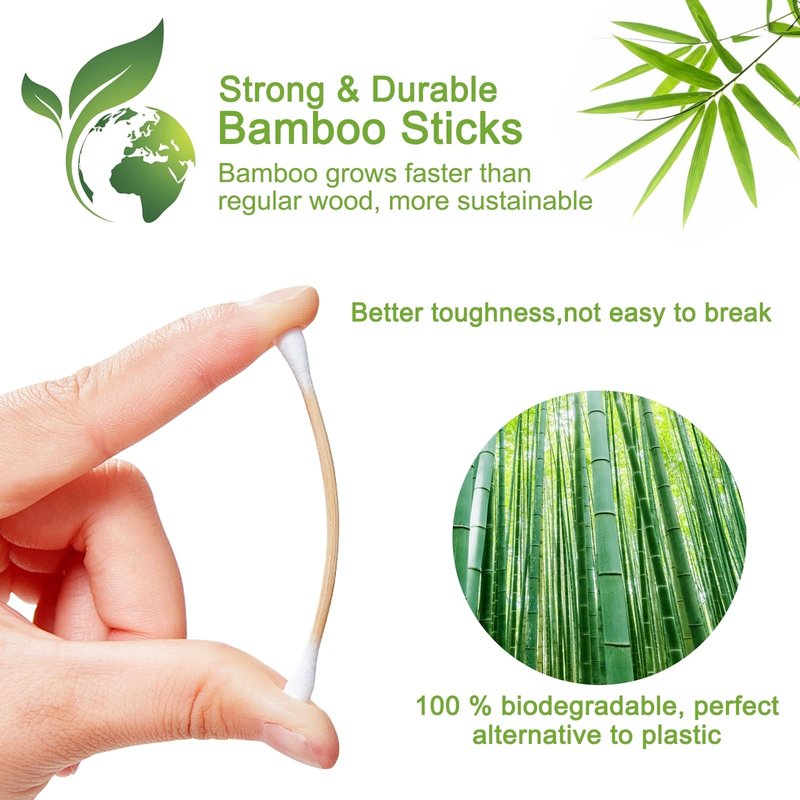 Eyxformula 1000 Count Organic Cotton Swabs, FSC Certified, Biodegradable, Double-Tips - Stronger Bamboo Sticks & Extra Cotton Buds for Ear Cleaning, Makeup, Beauty, Personal Hygiene, First Aid, Crafts