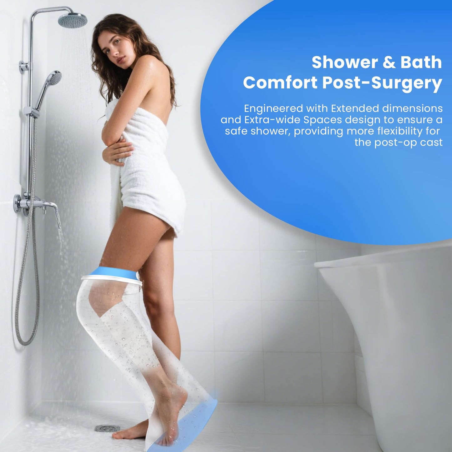 Waterproof Extra Wide Leg Cast Cover for Showering After Surgery with Non-Slip Bottom, Extra Large Waterproof Foot Protector Cover for Plus Size Adults, Lager Casts, Surgery Casts Boots, Reusable