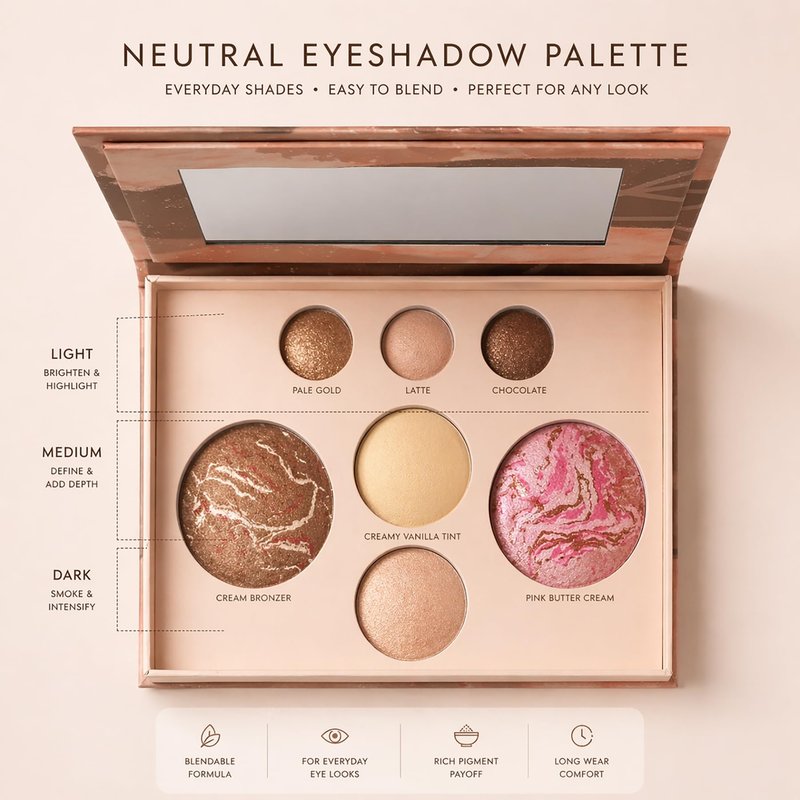 Best Baked Face Palette for Mature Skin – Includes Bronzer, Blush, Highlighter & Eyeshadows – Smooth Velvet Texture, Vegan & Cruelty-Free, Travel-Friendly Makeup Kit