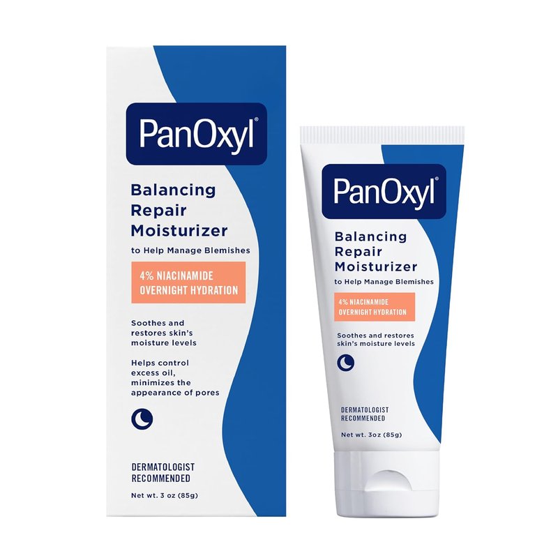 PanOxyl PM Balancing Repair Moisturizer - Hydrating Niacinamide & Ceramides for Acne-Prone Skin | 3 oz