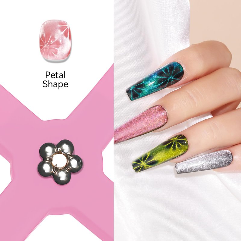 MIZHSE 5 in 1 Nail Magnet Tool, Multifunctional Cat Eye Magnet, Pink Magnet Stick for Magnetic Cat Eye Effect, Nail Art Pen for Nail Design Salon Home DIY