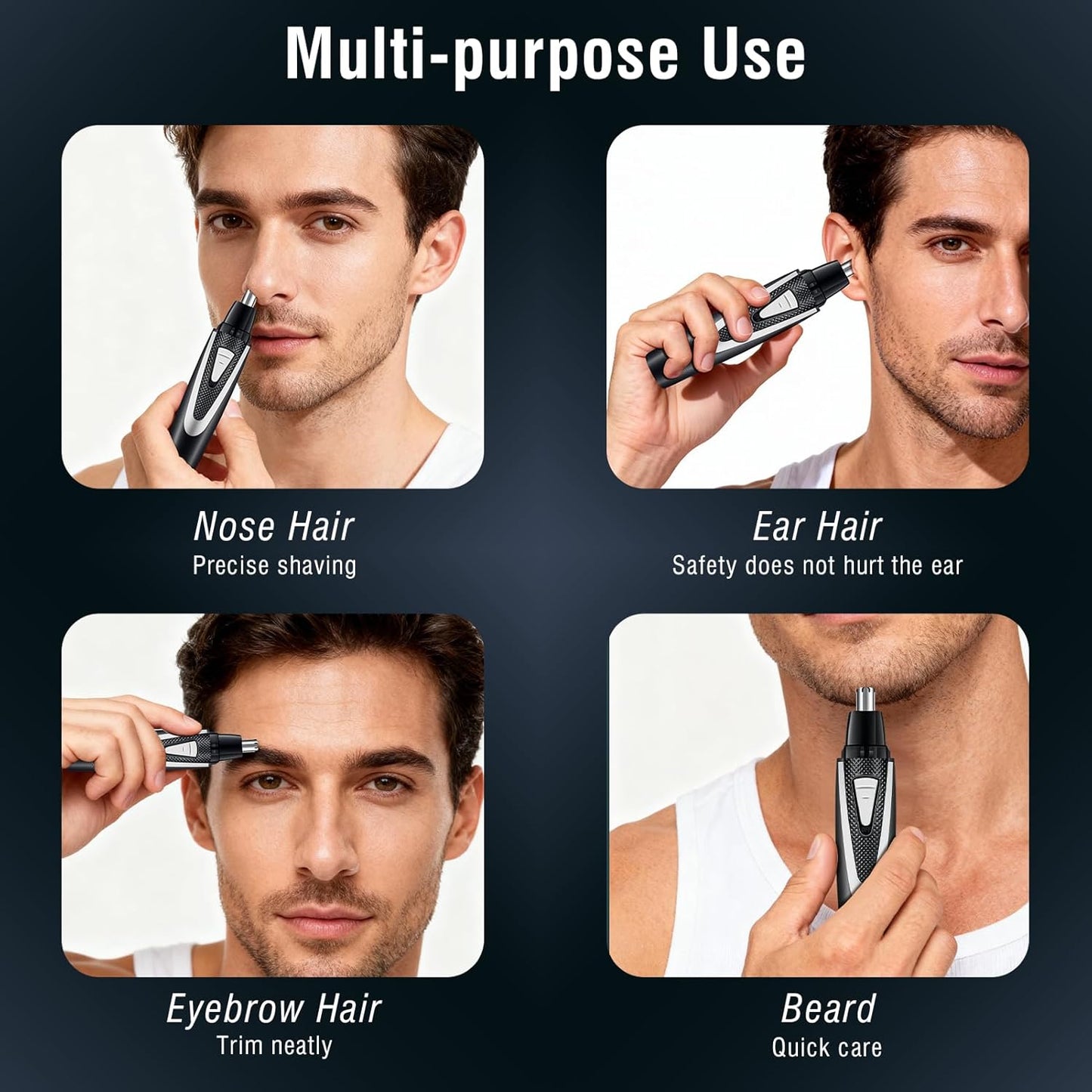 Skiennix Nose Hair Trimmers - Precision Painless Ear & Nose Hair Cutter | Waterproof, Battery Operated, 2 Pcs Set