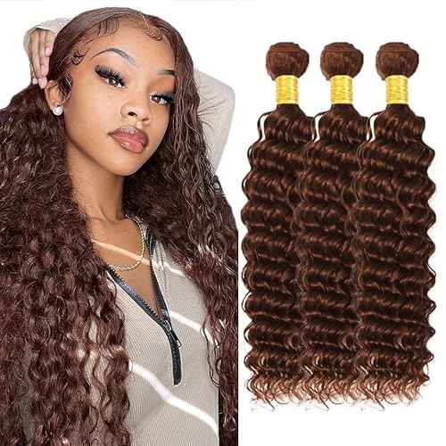 28 30 32 Inch Color 4 Deep Wave Bundles Brown Bundles Human Hair Unprocessed Virgin Dark Brown Bundle Soft and Silky Bundle Hair Extensions