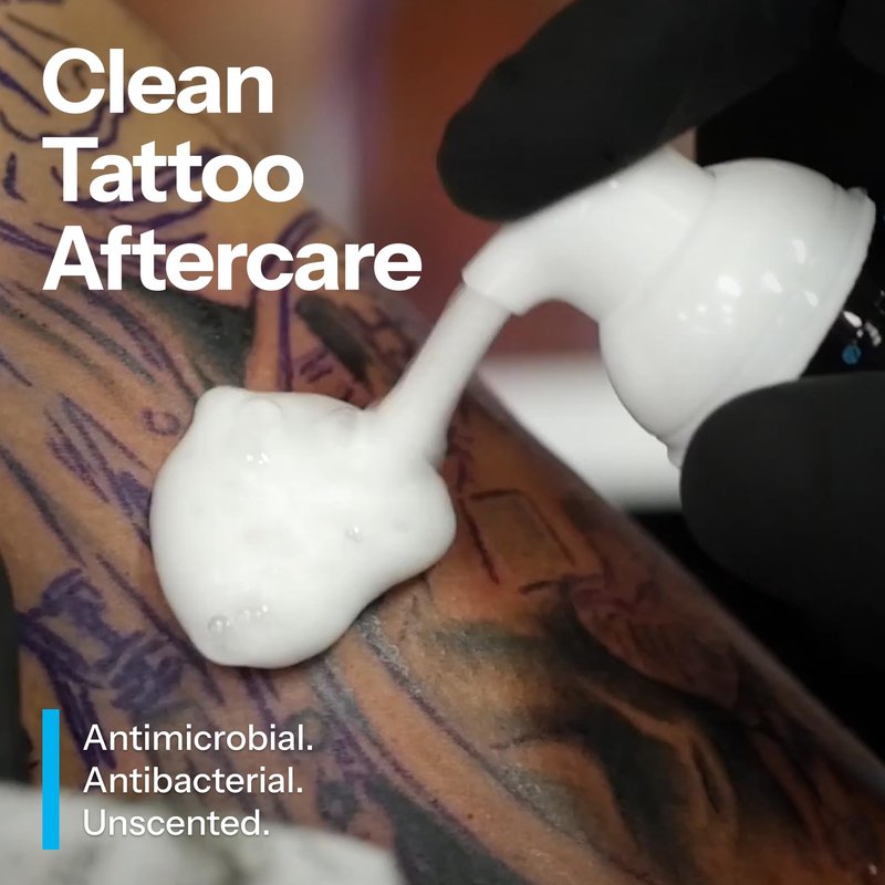 H2Ocean Blue Green Foam Soap - Tattoo Aftercare Cleanser, Antibacterial, Unscented, with Aloe Vera, Moisturizing Care, Safe for All Skin Types, No Harsh Chemicals, Fragrance Free - 7 oz