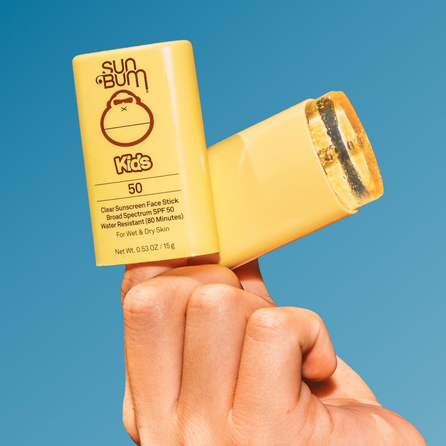 Sun Bum Kids SPF 50 Clear Face Stick Sunscreen - Wet or Dry Skin Application Broad Spectrum Sunscreen with Vitamin E - Hawaii Act 104 Compliant (Without Octinoxate & Oxybenzone) - Travel Size 0.53 oz