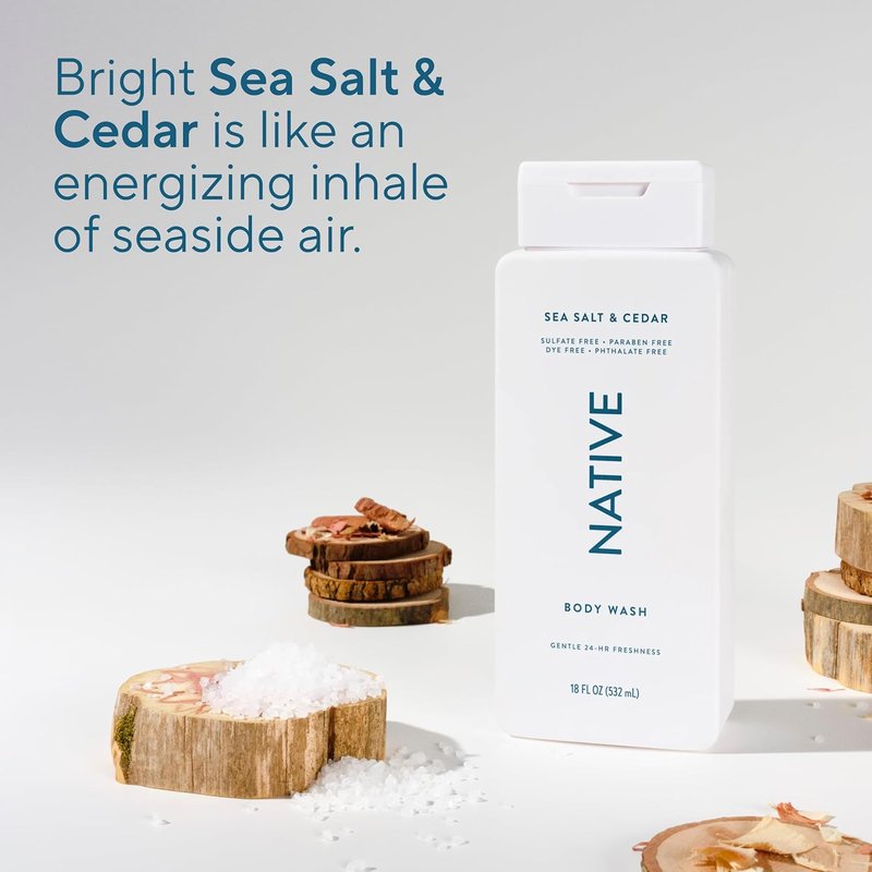 Refreshing Sea Salt & Cedar Body Wash for All Skin Types - 24-Hour Hydration, 18 oz