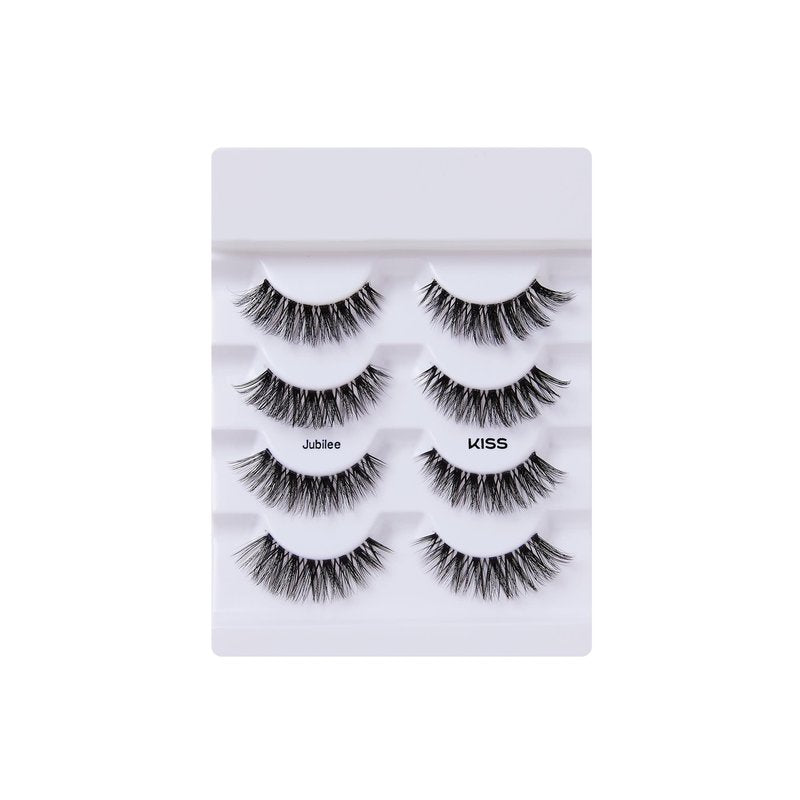 KISS Lash Couture Faux Mink False Eyelashes Multipack, ‘Jubilee’, 10mm, Multiple Lengths, Reusable, Cruelty Free, Vegan, Exclusive Knot-Free Lash Band, 4 Pairs