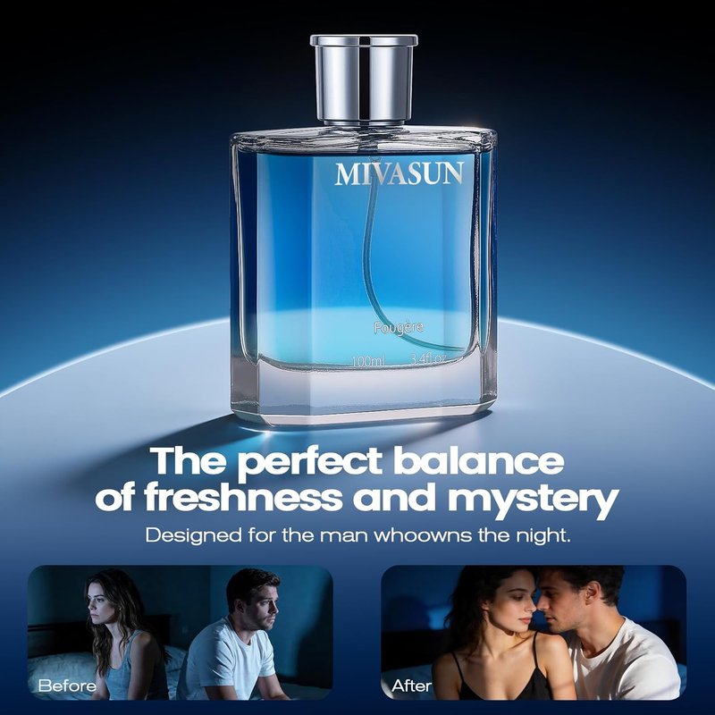 MivaSun Luxury Cologne for Men - Long Lasting Woody Aromatic Eau de Parfum | 100ml Fresh Lavender Scent