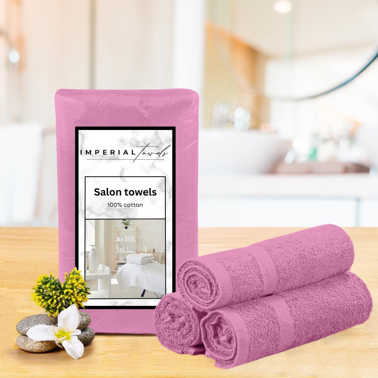 Hand Towels (Pack of 24) Pink Economy Towels Salon Towels - 100% Cotton Spa Towel– 16 x 27 Inches Highly Absorbable, Facial, Gym, Hair Face Towels Bulk