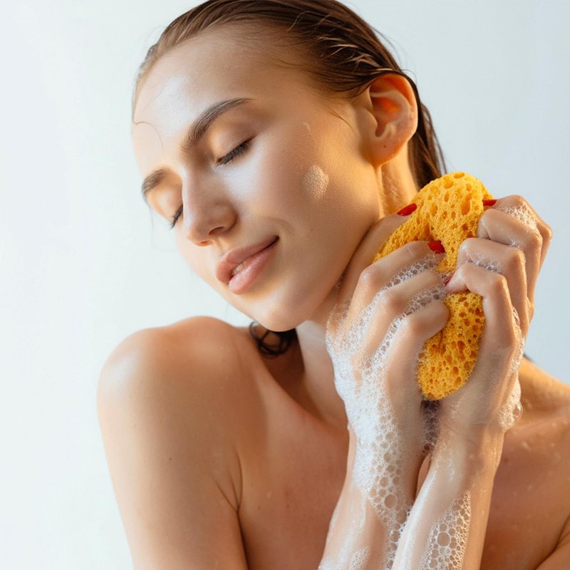 DOPENSPI 2 Pcs Sea Sponges for Shower, Honeycomb Bath Sponge Large Soft Shower Sponges Exfoliating Body Sponge Puff Dense Foam Sea Sponge with Hanging Rope for Women Men