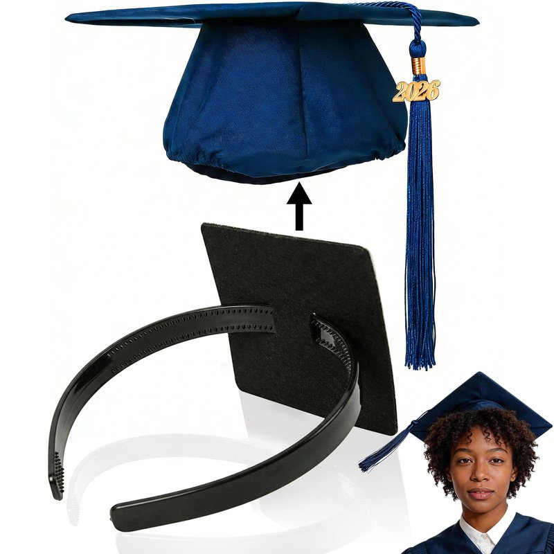 OCQOTAT 2 PCS Graduation Cap Headband,Anti-Fall Firm Hairband with Adhesive Insert,Secures Graduation Cap & Hairstyle