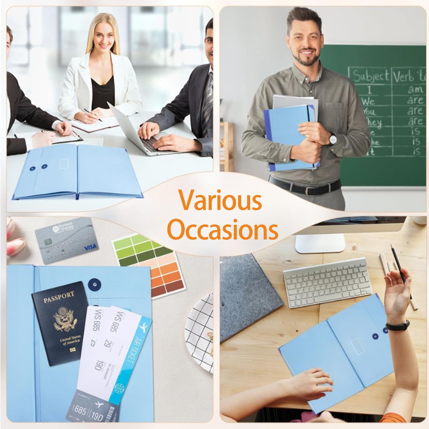 Important Document Organizer,Folders for Documents,Bound Expanding File for Important Papers/Passports/Birth Certificates(Yellow)