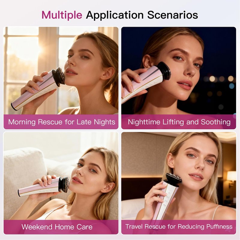 Fynelook Microcurrent Facial Device 4-in-1 Beauty Device with Red Light Therapy and Blue Light Therapy for Neck & Face & Body Skincare Facial Device FDA-Cleared