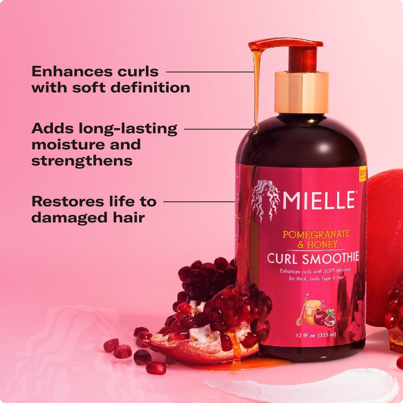 Mielle Organics Pomegranate & Honey Leave-In Conditioner + Honey Curl Smoothie Bundle