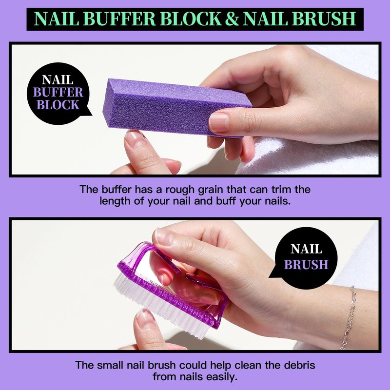 FANDAMEI Manicure and Pedicure Tools Kit, Manicure Kit, Nail Files 100/180, Nail Buffer Block, Nail Cuticle Nippers, Cuticle Pusher, Cuticle Peeler, Ingrown Toenail Tool, Toenail File, Purple