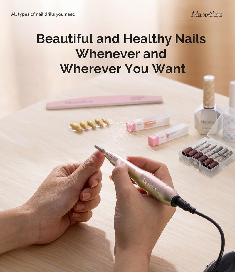 MelodySusie Portable USB Nail Drill - 20000RPM Electric Nail File for Easy Home Manicure & Gel Removal