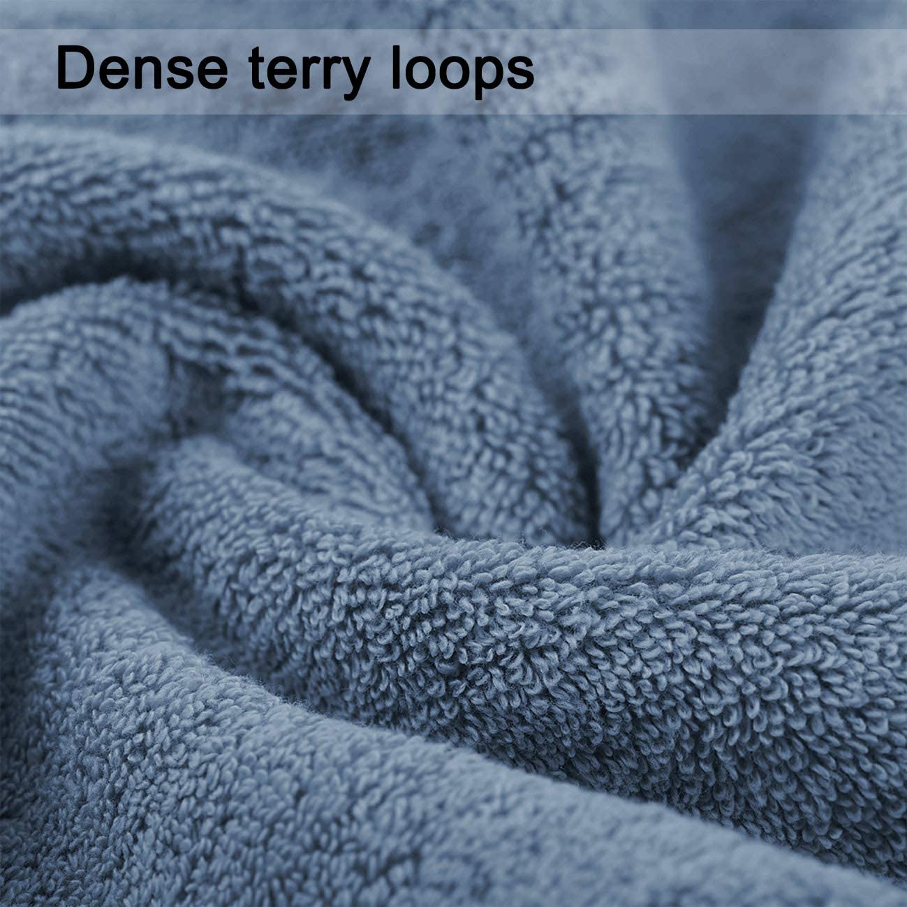 Cleanbear 100% Cotton Hand Towels, Highly Absorbent, Set of 2 (Blue-Grey), 13 x 28 Inches