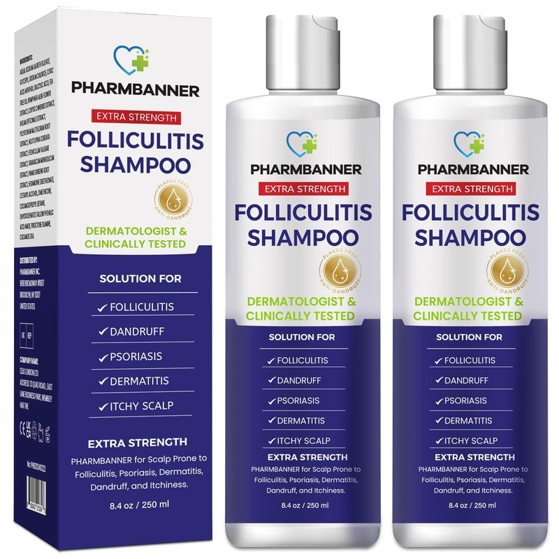 PHARMBANNER Anti-Fungal Shampoo for Itchy, Dry Scalp – Supports Scalp Health, Helps with Folliculitis, Seborrheic Dermatitis & Scalp Flaking-2 Pack