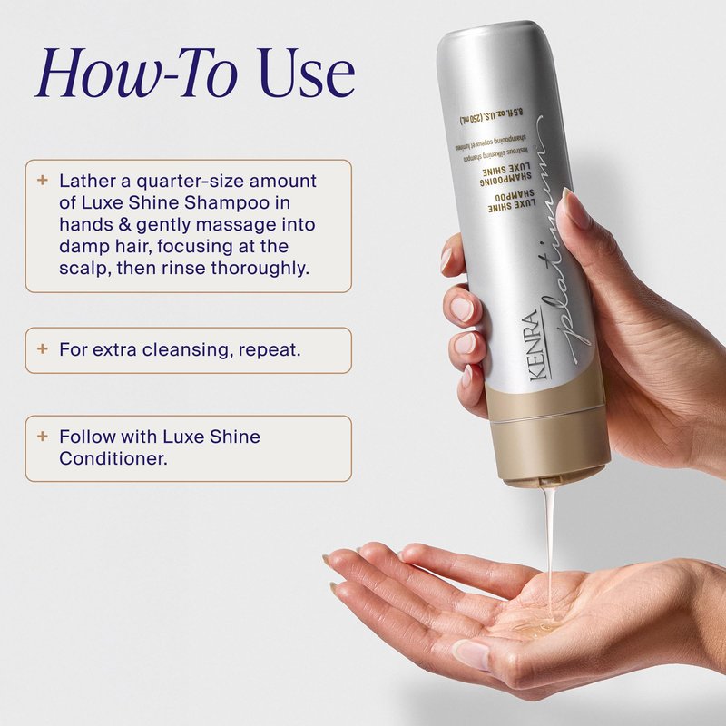 Kenra Platinum Luxe Shine Shampoo | High Shine | Smoothing Shampoo for Frizzy Hair | For Dull Hair | Sulfate Free | Color Safe 8.5oz