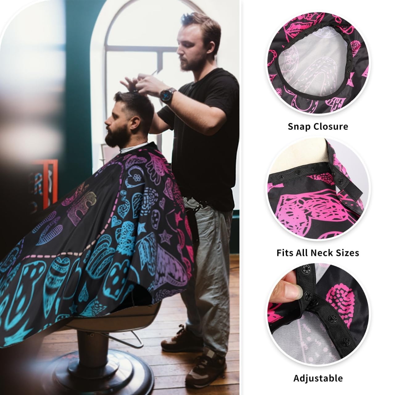 YELEGI Professional Hair Cutting Cape(2Pcs), Salon Barber Cape with Adjustable Snap Closure, Waterproof Hair Dye Color Cape Hair dressing stylist apron (Music Notation & Love)