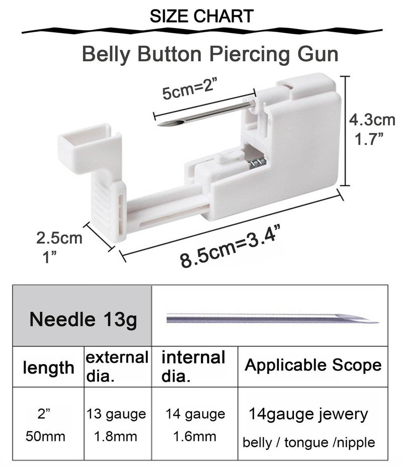 QWALIT Belly Button Piercing Kit - Gold Belly Piercing Gun