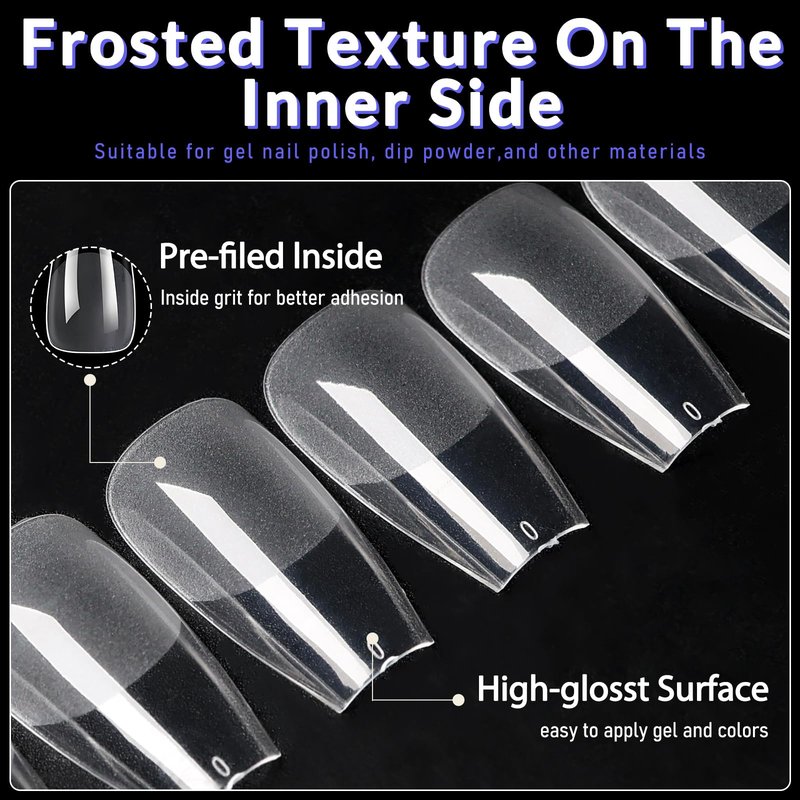 Bellelfin 600pcs Medium Coffin Nail Tips - 15sizes Full Cover Soft Gel Nails Tips,Medium Clear Press on Nails Coffin Fake Nails for Nail Extension Diy Home Nail Art
