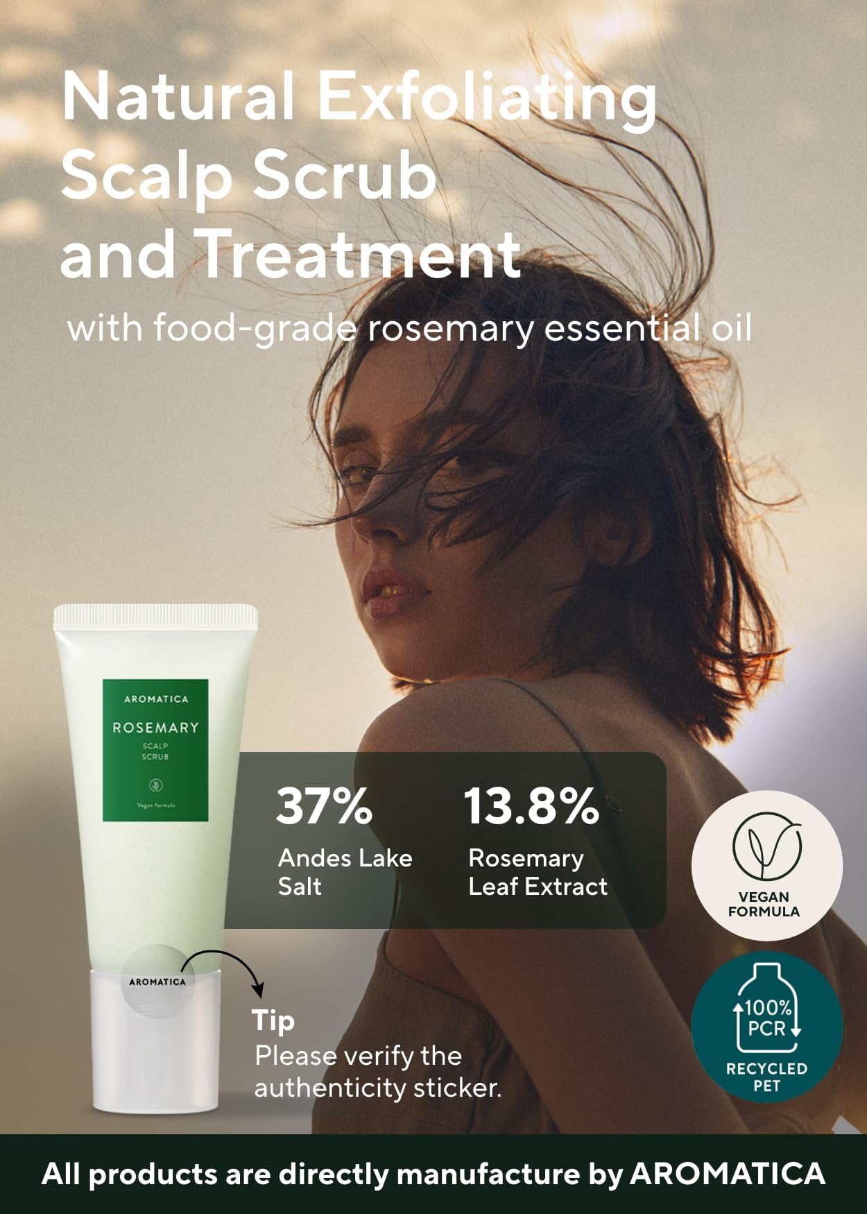 AROMATICA Rosemary Scalp Scrub 5.82oz / 165g, Scalp Treatment, Scalp Exfoliator with Salt Hair Scrub for Oily Scalp, Dandruff, Build Up Remover