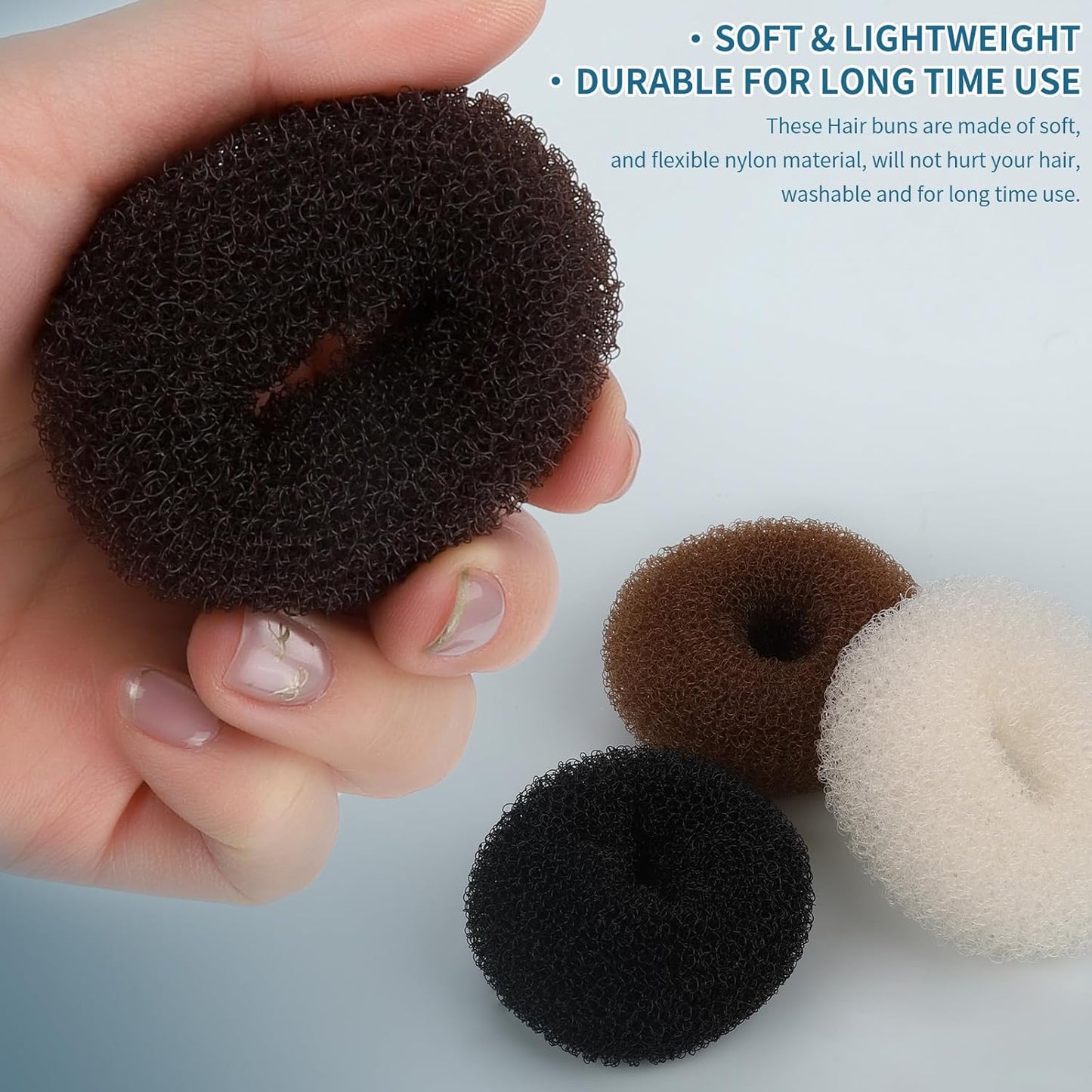 Teenitor Hair Bun Maker Set - Small Donut Style in 4 Colors with 5 Elastic Bands & 20 Hair Pins