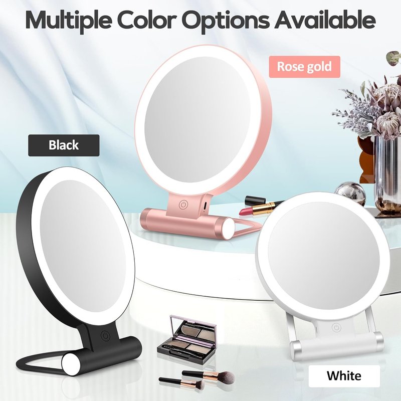Magnifying Makeup Mirror with Light - 30X Double-Sided, Adjustable Brightness, Foldable Travel Design | 9" L x 7" W