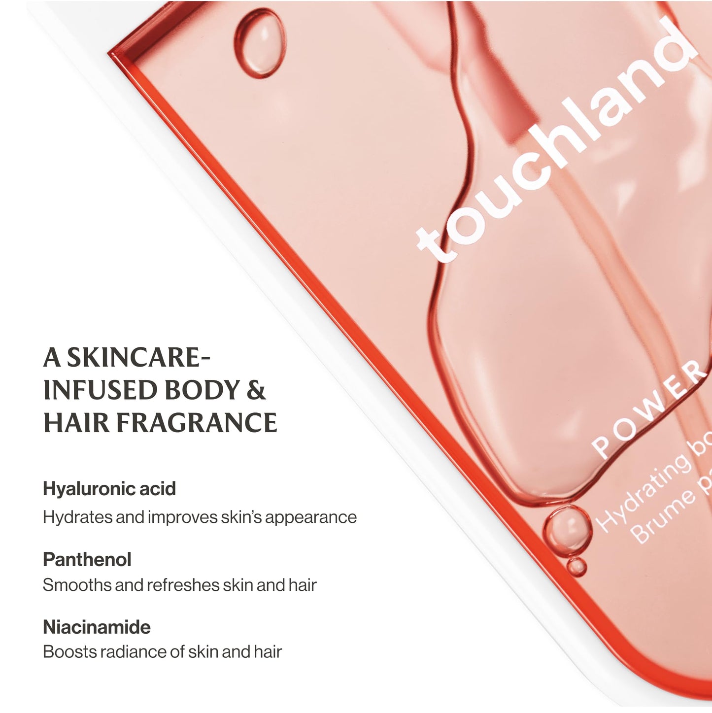 Touchland Hydrating Body & Hair Fragrance Mist – Peachy Lychee – 2 FL OZ Travel Size Perfume Spray – Notes of Lychee, Orchids, and Peach