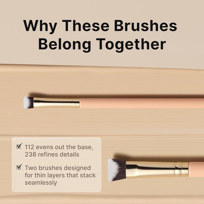 Intensive Duo Brush Set - Foundation & Concealer Brushes for Liquid/Cream | Soft Dense Bristles, Pore-Blur Base