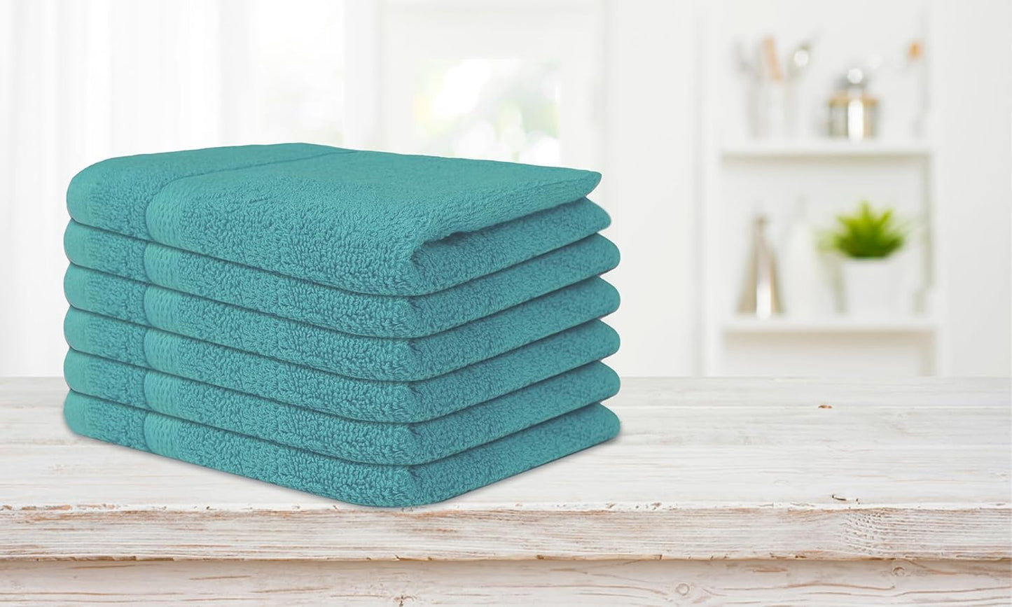 Soft Wash Cloths - Plush & Absorbent Cotton Washcloths Set | 12-Pack Multi-Purpose Quick-Dry 13x13'' (Light Green)