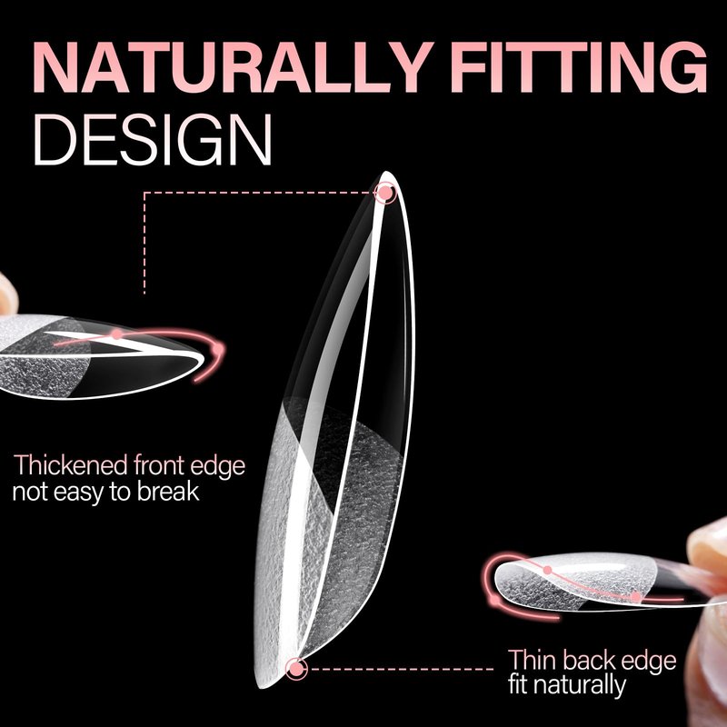 AILLSA Medium Almond Shaped Nail Tips - 15 Sizes 240pcs Acrylic Nails Tip Full Cover Half Matte Nails Tips Press on Nails for DIY Home Salon