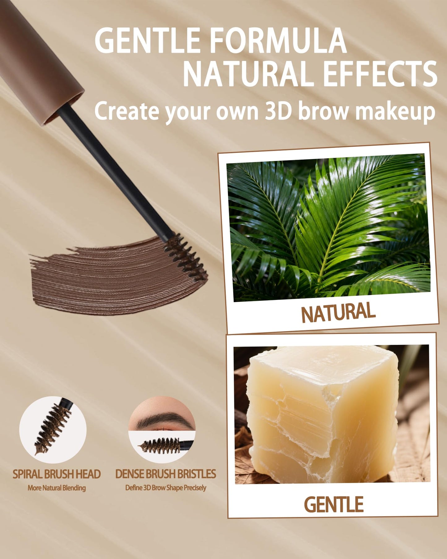 Waterproof Tinted Brow Gel,Long Lasting Smudgeproof Liquid Brow Gel,Creamy Eyebrow Mascara,Volumizing Enhance Brow Mascara,with Double Head Brow Brush,Eyebrow Makeup for Women Christmas-03 Light Brown