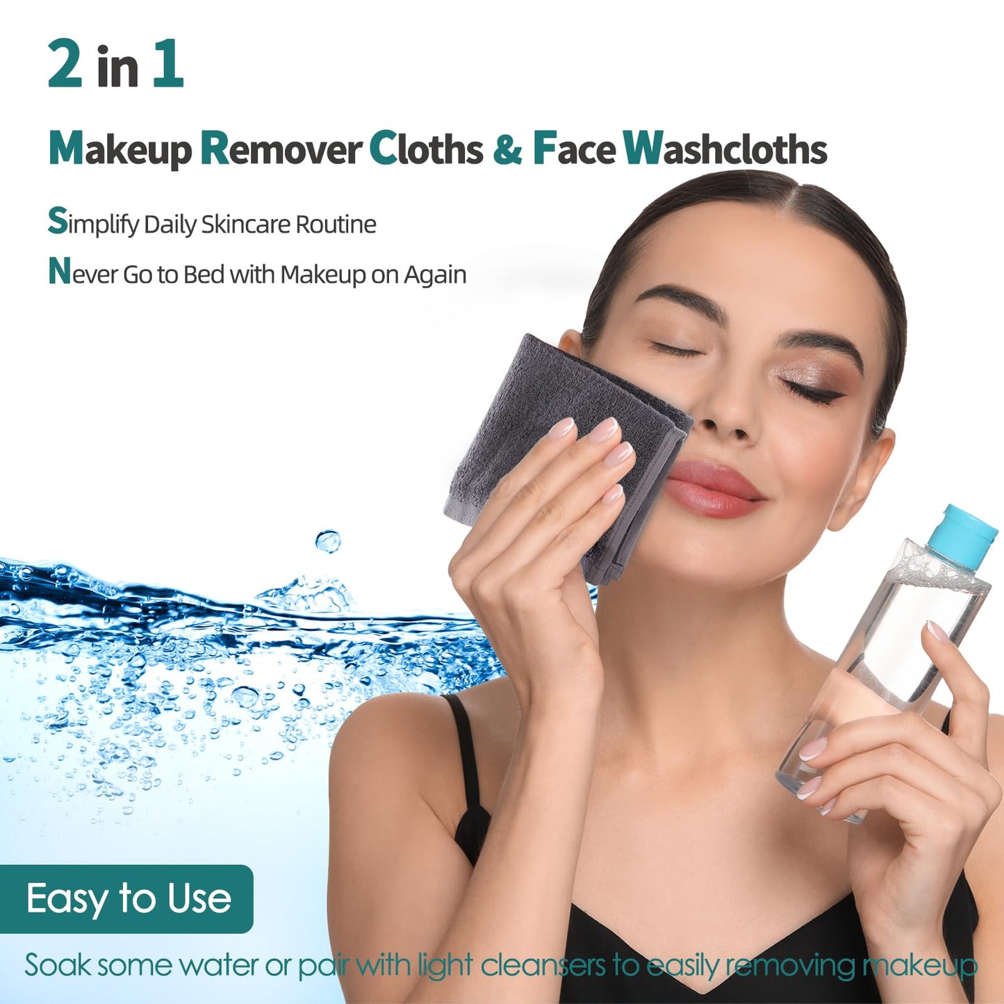 Wash Cloths 6 Pack, Super Soft & Skin Friendly Face Towel for Sensitive Skin, Reusable Washable Makeup Remover Cloth, 10x10 inch Small Baby Washcloths, Easy to Rinse Dark Grey Facial Cleaning Cloth