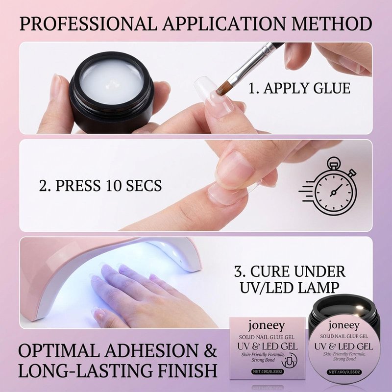 Press on Nails,Solid Nail Glue Gel,10g False Nails Gel Glue,Long-Lasting Strong Adhesion, Need UV Light Cured