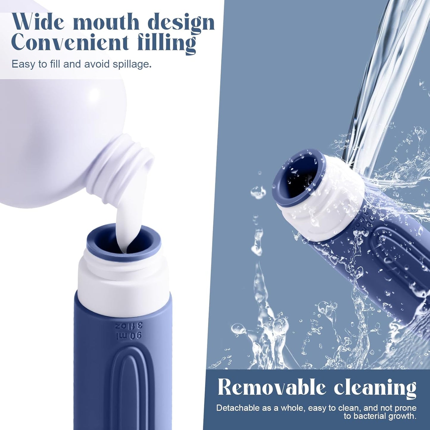 Skiennix Travel Bottles - 3oz TSA Approved Silicone Leak-Proof Containers | Blue Refillable Essentials