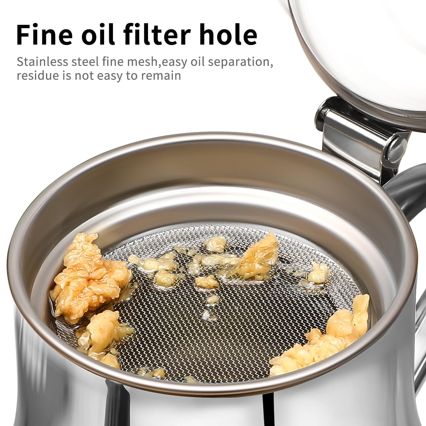 Hemoton Stainless Steel Oil Strainer Pot,Bacon Grease Container with Strainer,Oil Pot Dispenser,Grease Storage Can, Storage Container for Kitchen Cooking Frying Fat Keeper