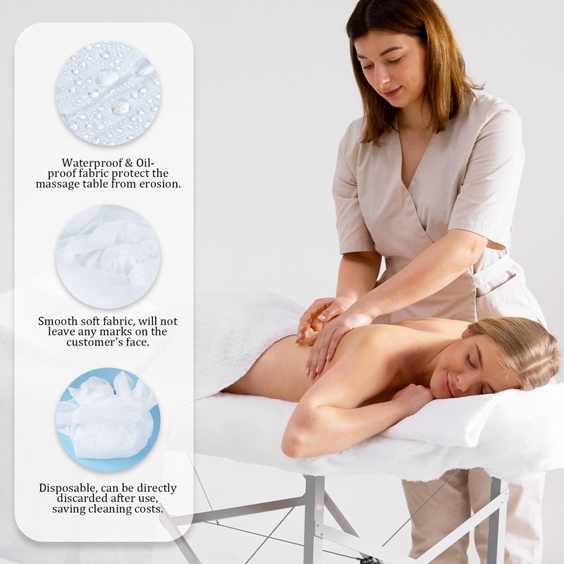 IANFAN 50 Pcs 36" x 85" Disposable Fitted Massage Table Sheets with Elastic, Non Woven Fabric Spa Bed Covers Disposable Bed Sheets for Massage Spa Beauty Salon(White)