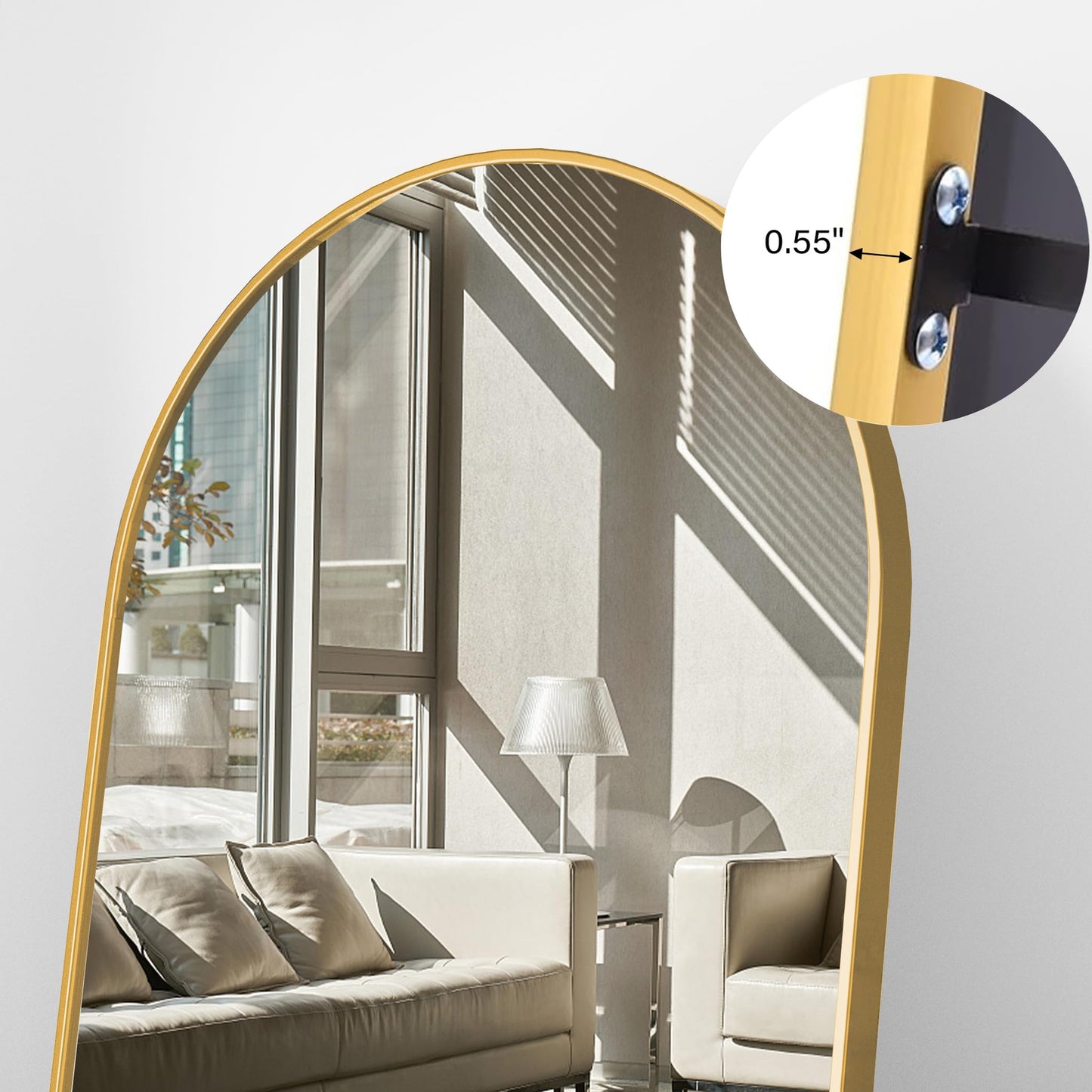 ZMYCZ Full Length Mirror, 78"x38" Arched Floor Length Mirror with Stand, Gold Body Mirrors Hanging or Leaning, Wall Mirrors Freestanding with Aluminum Frame for Living Room, Bedroom