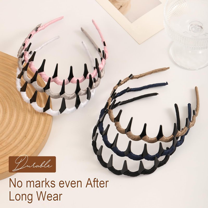 Molizummy 6 PCS High Cranium Headbands for Women Girls, Non Slip Zig Zag Headband with Teeth, Reversible Retro High Skull Headbands, Plastic Comb Head Band U Shape Vintage Hair Accessories