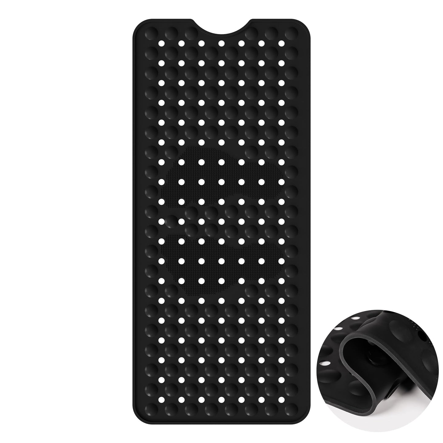 Silicone Non Slip Bathtub Mat 36" x 16", Extra Long Massage Bath Mat for Tub, Soft & Comfortable Shower Mat, Machine Washable Bath Mat for Bathroom and Shower (Gray)