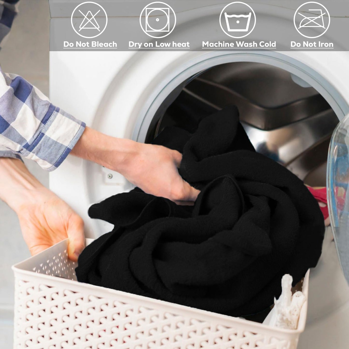 GOLD TEXTILES Premium Black 100% Cotton Bath Towels Set (6 Pack, 24 x 50 Inch) High Absorbency Multipurpose Quick Drying Pool Gym Hotel Spa Bath Towel (6, Black)