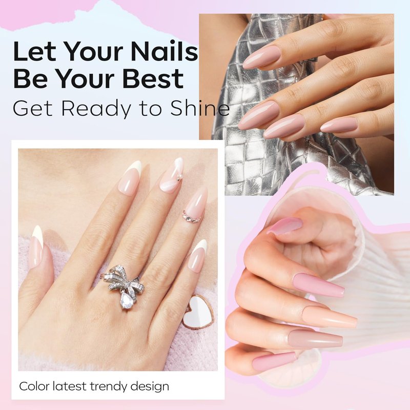 Modelones Nude Nail Polish Set - 6 Quick Dry Skin Tone Colors | Glitter Spring & Summer Collection