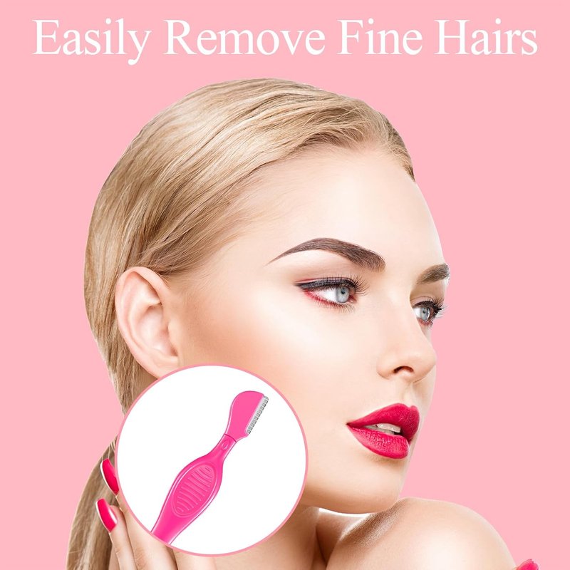Mudder Eyebrow Razor Set - 21 Pcs Precision Facial Trimmers for Women | Makeup Care Tools (Rose Red)