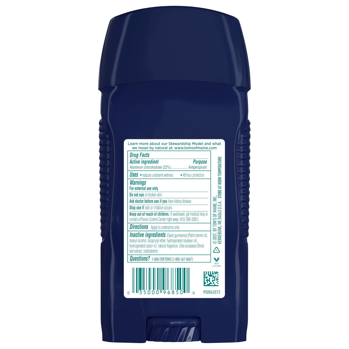 Tom's of Maine Antiperspirant Deodorant for Men, Mountain Spring, 2.8 oz. 3-Pack