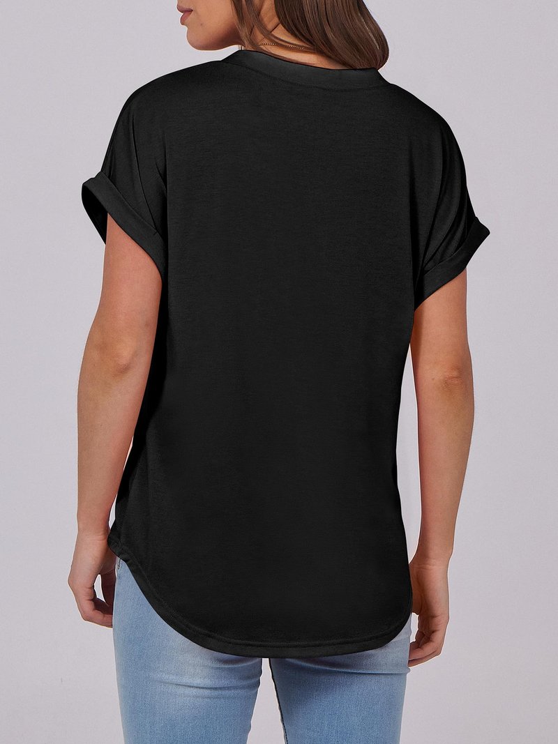 ANRABESS Womens Short Sleeve Henley Tops V Neck Dressy Casual Blouses Summer Trendy Tee Shirts 2026 Vacation Fashion Clothes Black L