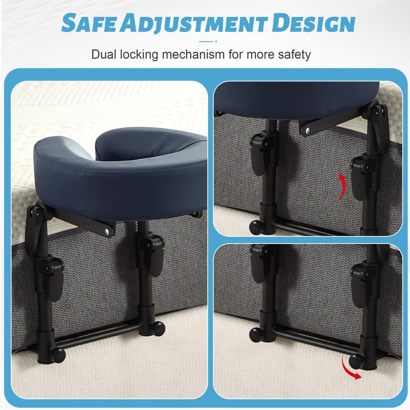 HoMove Massage Headrest for Bed, Adjustable Massage Face Cradle at Home, Portable Bed Massage Head Holder, Massage Table Head Rest for Salon Spa, Face Down Pillow After Eye Surgery, Blue