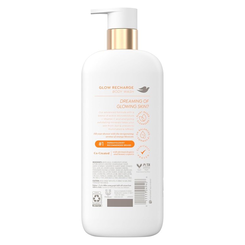 Dove Exfoliating Body Wash - Energizing Glow With 3% Brightening Serum & Vitamin C | 18.5 oz